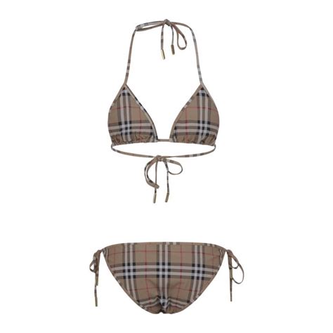 Triangle Bikini Set With Checkered Motif