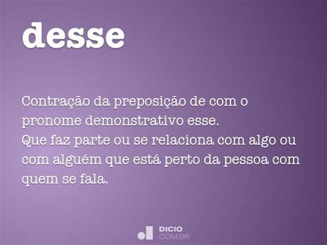Como Se Escreve Desse - Desse - Dicio, Dicionário Online de Português