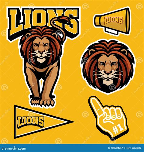 Lion Mascot Set Stock Vector Illustration Of Lion Savannah 122324857