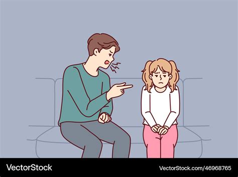 Father Scolding Teenage Daughter Because Of Bad Vector Image