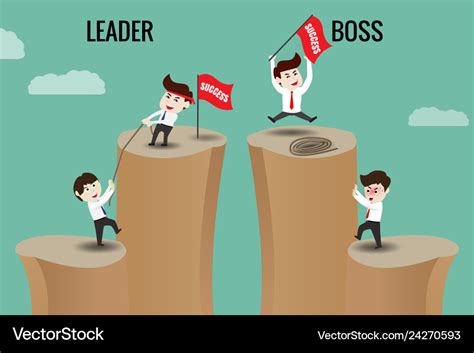 Difference between leader and boss Royalty Free Vector Image