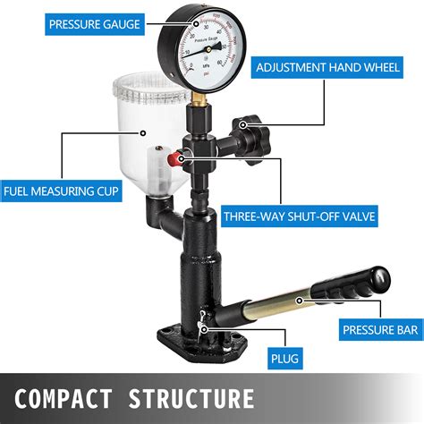 VEVOR 400Bar 6000PSI Diesel Fuel Injector Tester Diesel Injector Nozzle ...
