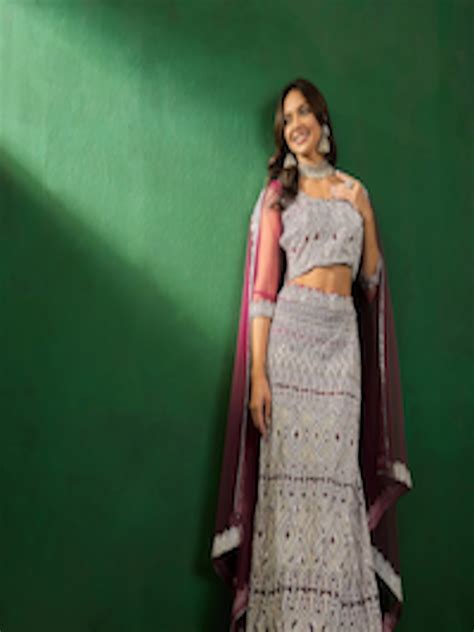 Buy Sangria Embroidered Sequined Semi Stitched Lehenga With Choli