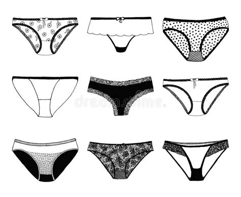 Ensemble De Lingerie Culottes D Isolement Sur Le Fond Blanc Vecteur Illustration Stock