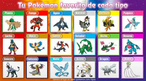 Tabla de Pokémon favoritos de cada tipo Pokémon En Español Amino