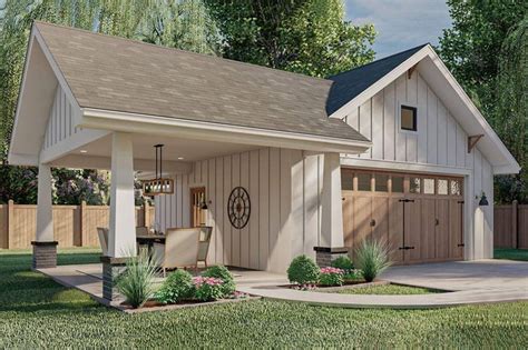 Plan 62589DJ Craftsman Garage With Covered Carport Craftsman Garage