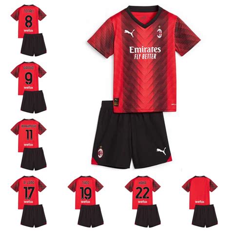 Camiseta De Fútbol 2023 24 Temporada AC Milan Niños Kit Ibrahimovic