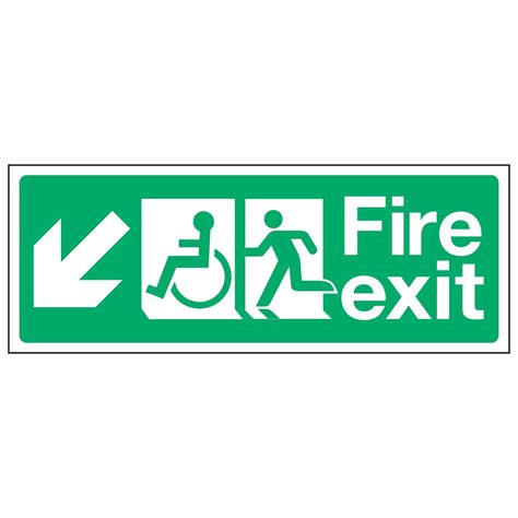 Fire Exit Disabled Arrow Down Left Linden Signs Print