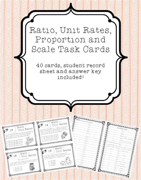 Ratio Unit Rates Proportion And Scale Task Cards Teaching Third