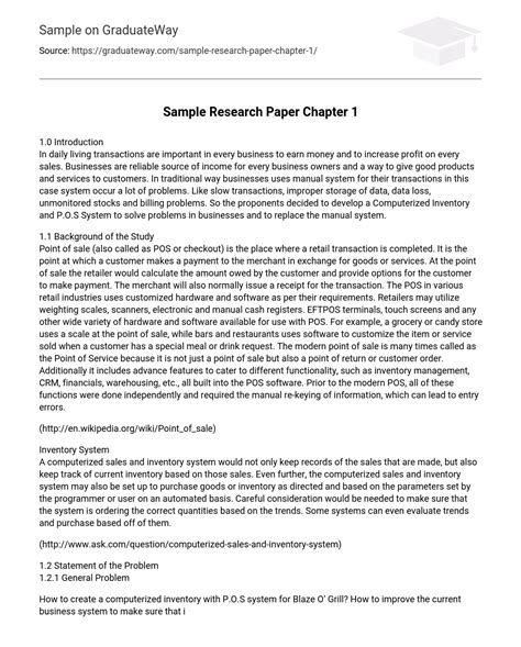 ⇉Sample Research Paper Chapter 1 Essay Example | GraduateWay