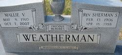 Mallie Percy Vestal Weatherman M Morial Find A Grave