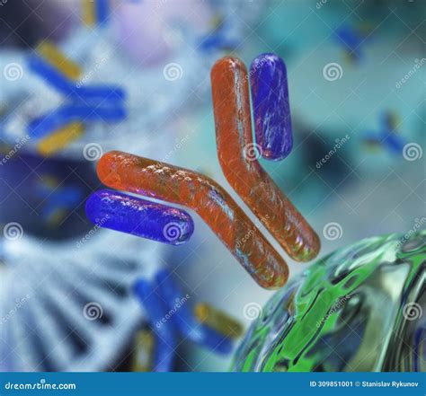 Antibody Immunoglobulins 3d Rendering Stock Illustration