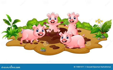 Funny Pig Playing In The Mud Stock Image 57152311