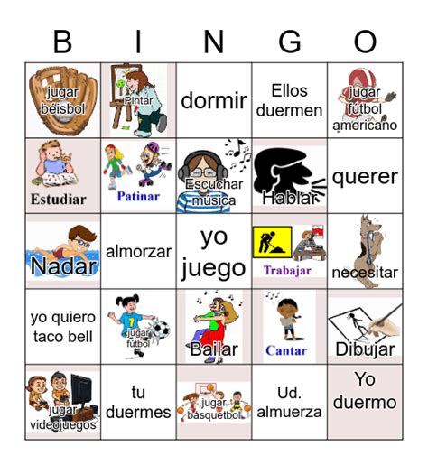 Part 2 AR Verbs Bingo Card