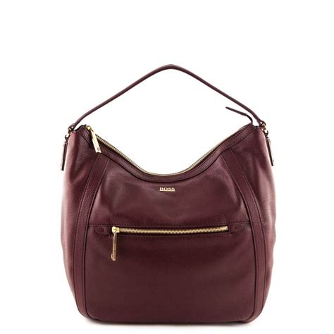 Hugo Boss Burgundy Pebbled Leather Hobo Bag Love That Bag Preowned