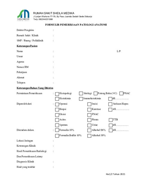 Doc Form Pemeriksaan Patologi Anatomi 1