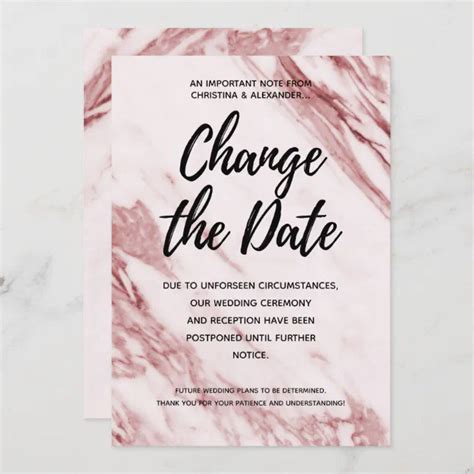 Blush Wedding Change The Date Postponed Cancelled Invitation Zazzle