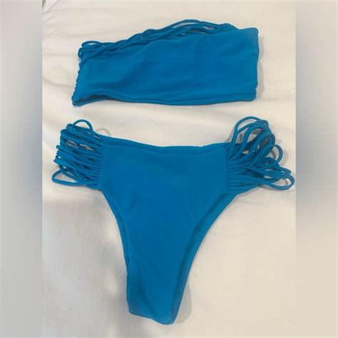 Mikoh Swim Mikoh Blue Strapless Bikini Set Poshmark