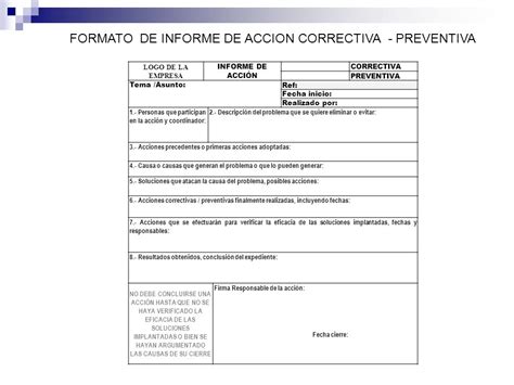 Formato De Acciones Correctivas Y Preventivas Ejemplo Nuevo Ejemplo