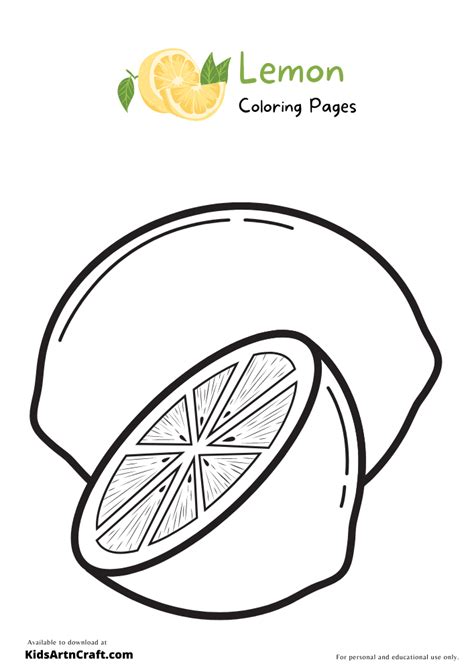 Lemon Coloring Pages For Kids Free Printables