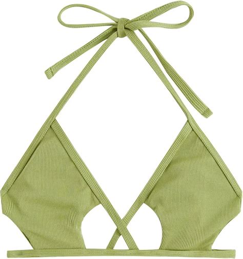 Women S Cut Out Tie Knot Halter Swimwear Triangle Bikini Top Walmart