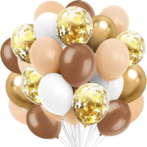 Ballons Marron Beige Anniversaire Pi Ces Or Confettis Ballons