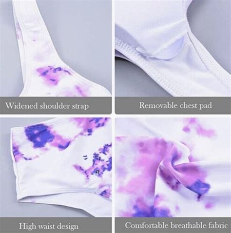 Womens S High Waisted Bikini Tie Dye Sports Style Swimsuit Ebay
