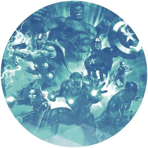 Papier Peint Panoramique Rond Adh Sif The Avengers Bleu Cm