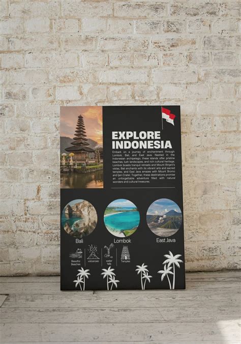 Explore Indonesia, Travel Poster. Beautiful Beaches, Volcanoes, Temples ...