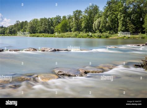Longtime Exposure of River with River Steps and River Bank in Munich ...