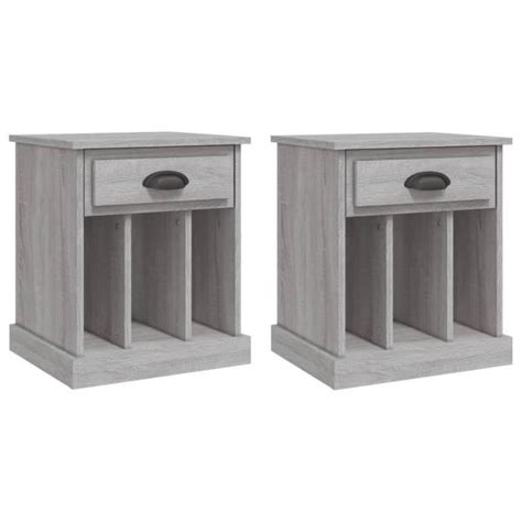 Tables De Chevet Pcs Sonoma Gris X X Cm Dilwe