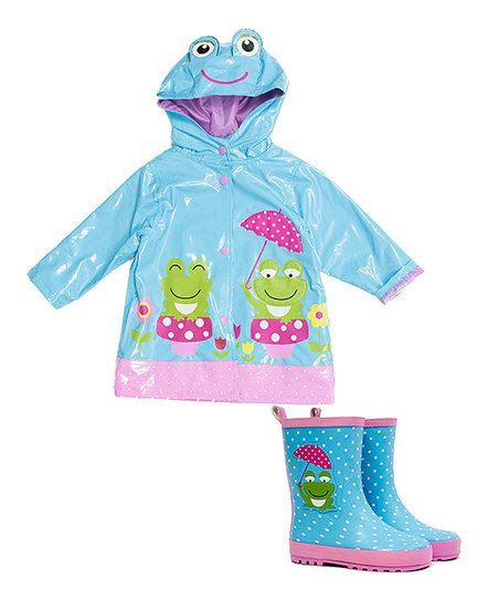 Wippette Blue Frog Raincoat And Rain Boot Toddler And Girls Zulily