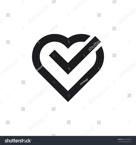 Heart Check Mark Heart Icon Check Stock Vector Royalty Free 791940670