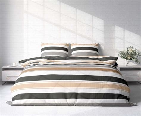 Flanel Dekbedovertrek Lits Jumeaux 240 X 220 Cm Stripes Bol