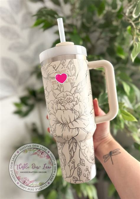 40oz Tumbler Peony Stanley Mother S Day Gift Laser Engraved Stanley