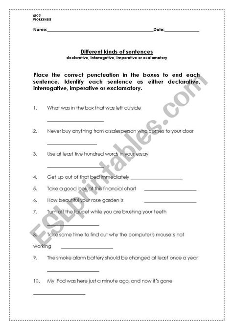 Worksheet Declarative And Interrogative Sentences Printable Calendars At A Glance