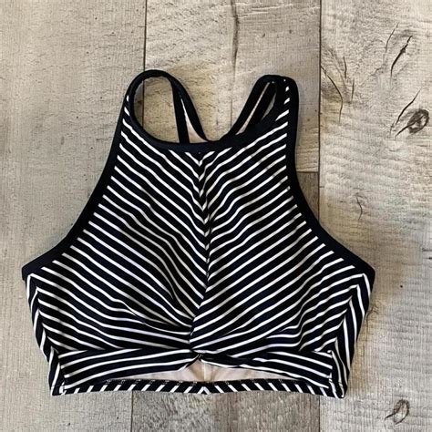 Kona Sol Women S Black And White Bikini And Tankini Tops Depop