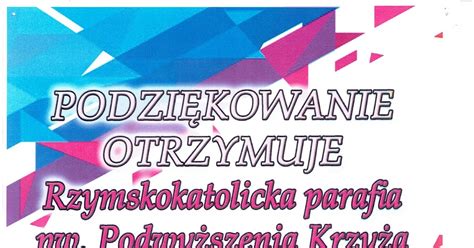 Parafia Podwyższenia Krzyża Świętego w Luboszycach Podziękowanie za pomoc