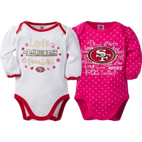 Nfl Nfl San Francisco 49ers Baby Girls Long Sleeve Bodysuit Set 2