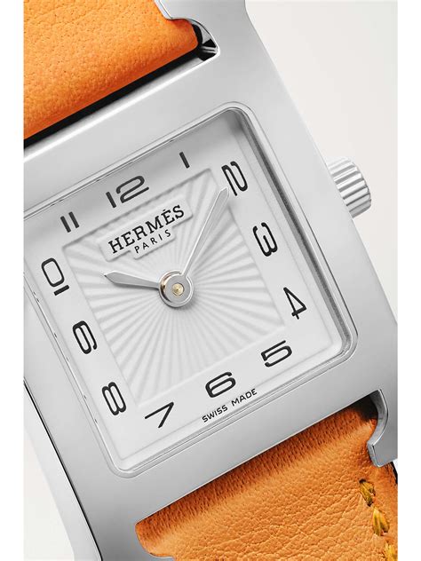 HERMÈS TIMEPIECES Heure H 25mm small stainless steel and leather watch