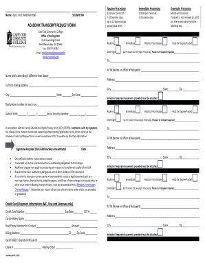 Cape Cod Community College Transcripts Fill And Sign Printable