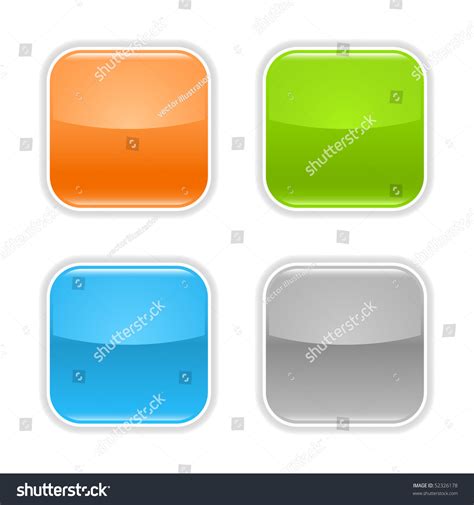 Colored Glossy Blank Web Button Shadow Stock Vector Royalty Free