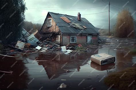 Premium AI Image | Flood consequences and destruction of peoples ...