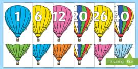 FREE Numbers On Hot Air Balloons Stripey Twinkl
