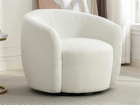 Fauteuil Pivotant En Tissu Bouclette Blanc Vereide