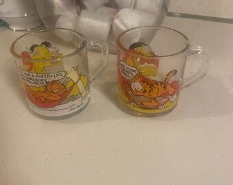 Set Of 7 Vintage 1980 Mcdonald S Collectible Glass Garfield Coffee Tea