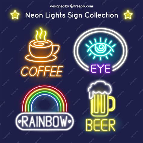Free Vector | Several local neon signs