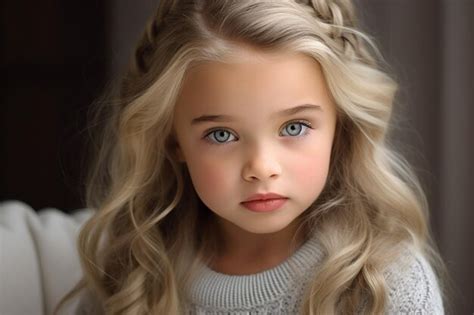 Premium Photo Adorable Girl With Big Eyes And Blonde Hair