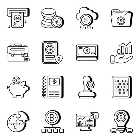 Pack De Iconos Planos De Finanzas Vector Premium