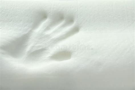 Handprint On White Memory Foam Pillow Closeup Stock Photo Image Of